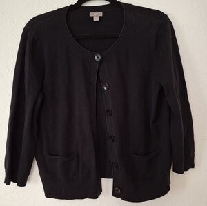 J jill button up cardigan sweater black size medium